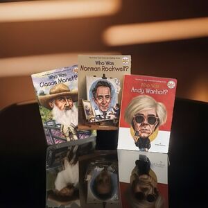 3 Books Who Was Andy Warhol, Who Was Claude Monet, Who Was Norman Rockwell